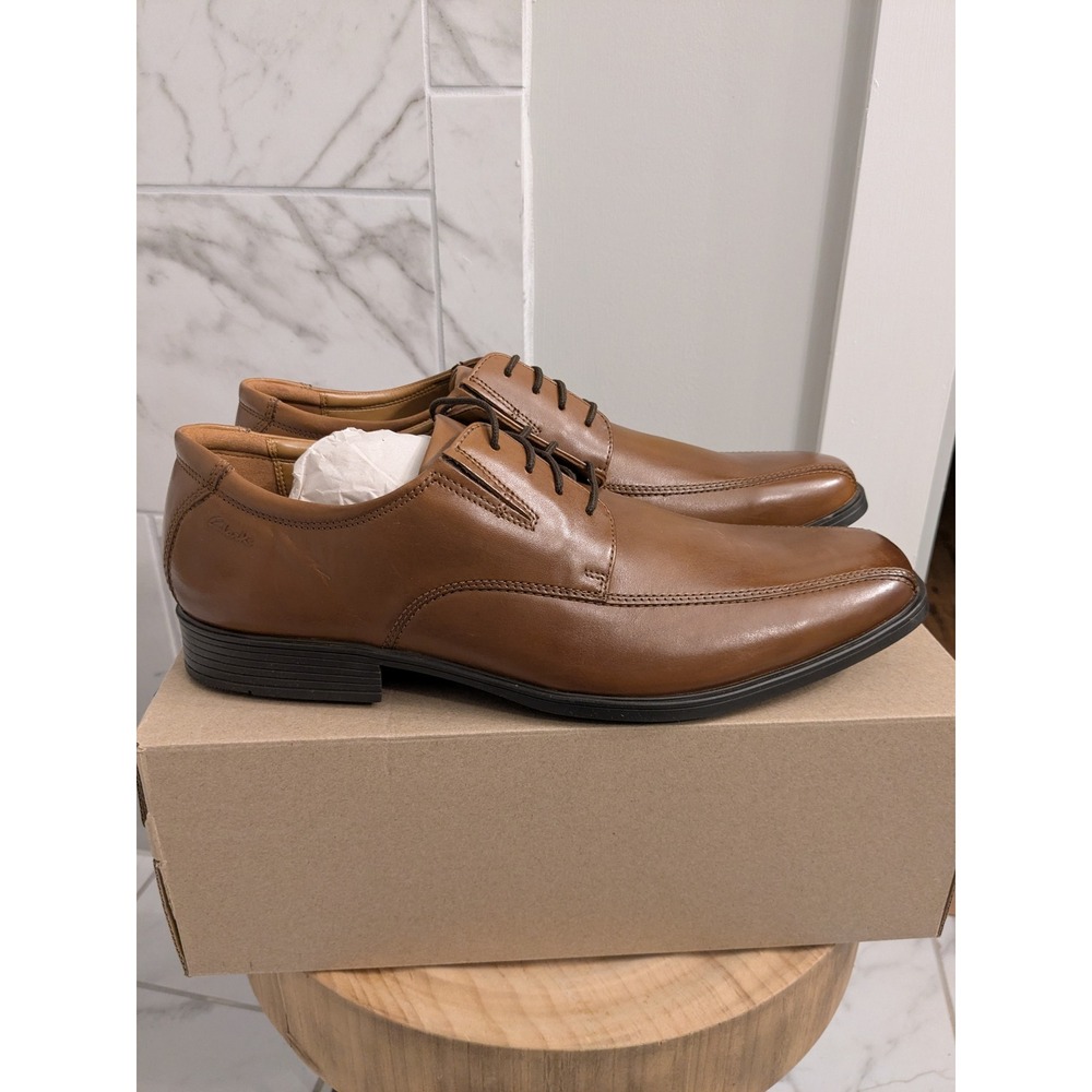 Clarks Tilden Walk Dark Tan‎ Leather Dress Shoes Men's Size 14 M New In Box